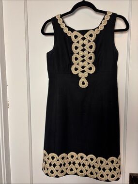 Lilly Pulitzer Classic Black Mini Dress with Gold Trim
